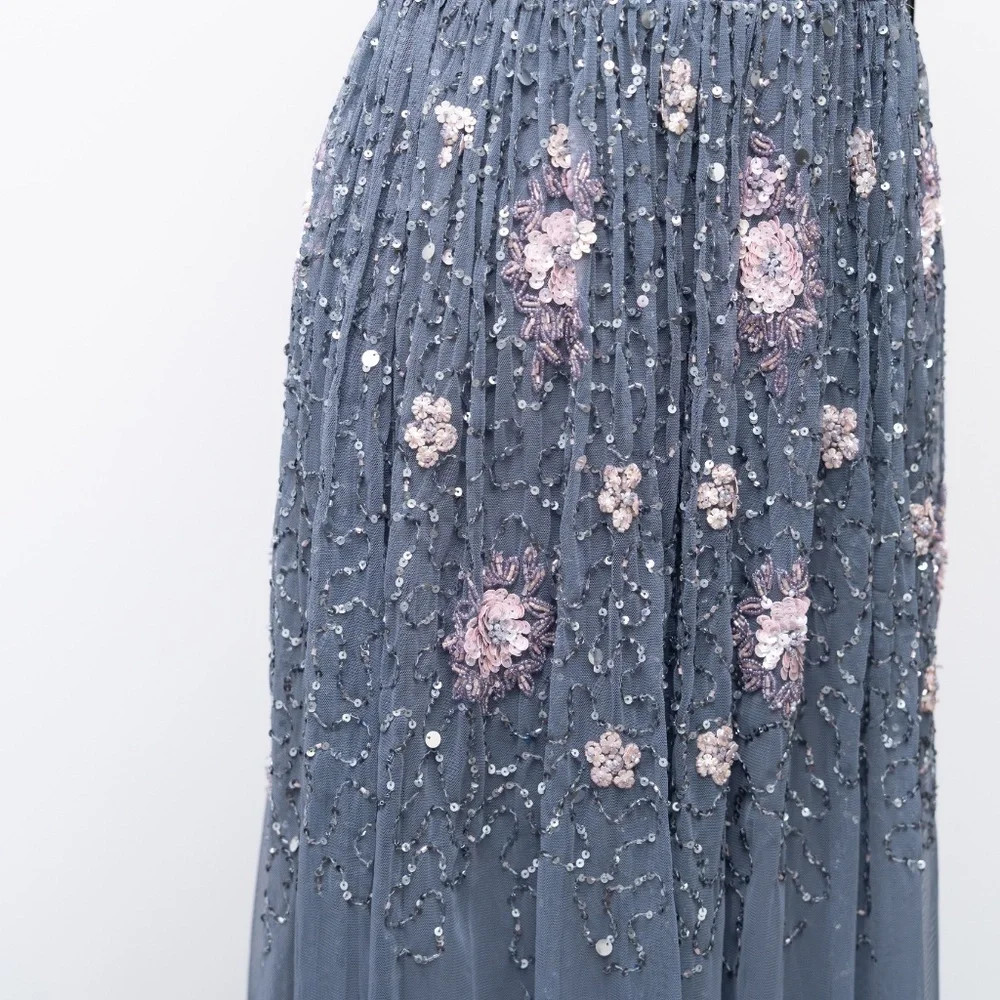 Adrianna Papell‎ - Beaded Mesh Shirred Gown